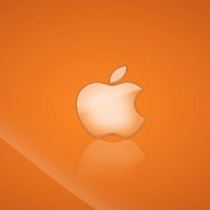 Apple-Logo auf Orangefarbenem Hintergrund
