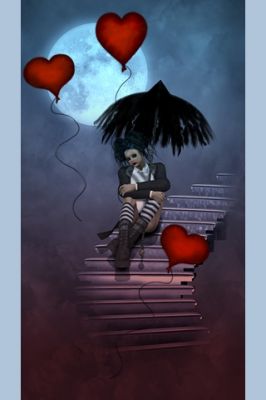 Melancholisches Mädchen mit Herzluftballons