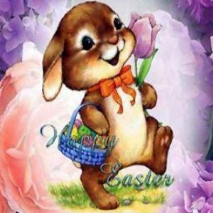 Osterhase mit Blumen