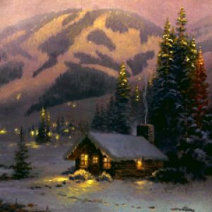 Gemütliche Winterhütte im Schnee