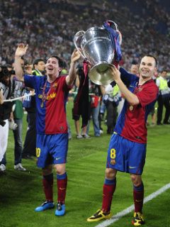 Messi und Iniesta Feiern den Sieg