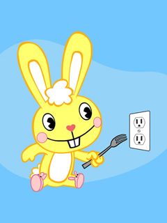 Süßer Gelber Hase mit Gabel