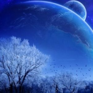 Winterlandschaft mit Planet