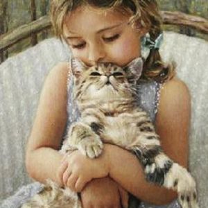 Mädchen mit Katze