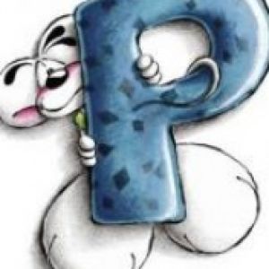 Niedliche Cartoonfigur mit dem Buchstaben P