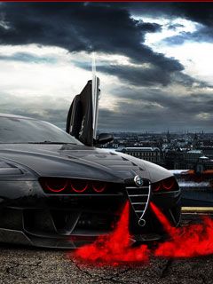 Schwarzes Sportauto Alfa Romeo