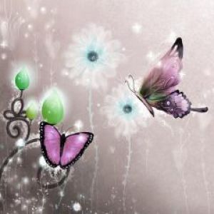 Bunte Schmetterlinge und Blumen