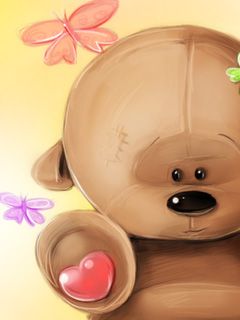 Süßer Teddybär mit Schmetterlingen