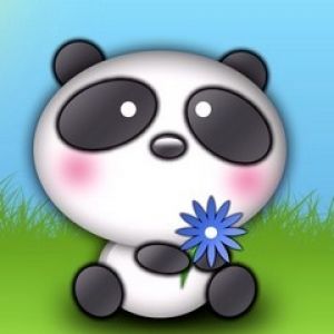 Niedlicher Panda mit Blume