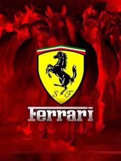 Ferrari-Logo und Pferde