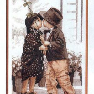 Niedliche Kinder Teilen Einen Kuss