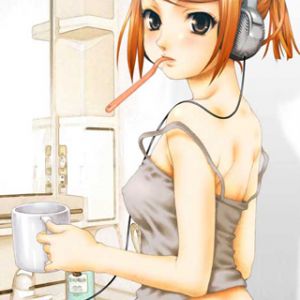 Anime-Mädchen mit Kopfhörern