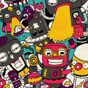 Bunte Roboter-Illustrationen