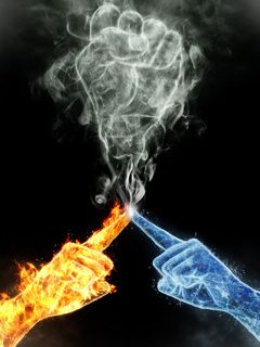 Hände aus Feuer und Eis
