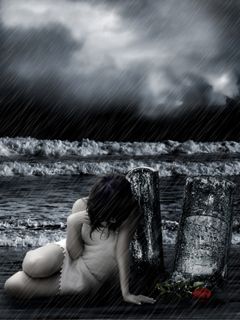 Melancholisches Mädchen am Meer