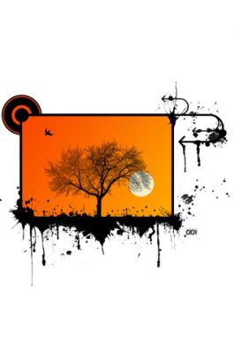 Abstrakte Baum-Silhouette bei Sonnenuntergang