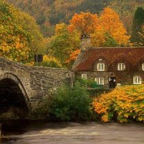 Herbstlandschaft mit Hütte