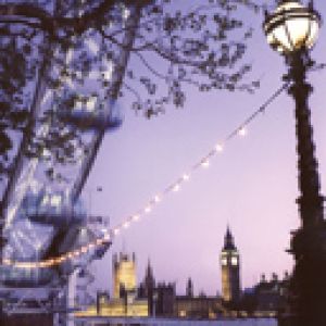 London Eye bei Dämmerung