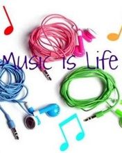 Bunte Kopfhörer und Musiknoten