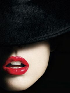 Glamour Rote Lippen und Hut