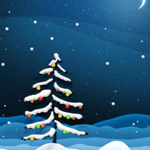 Weihnachtsbaum in verschneiter Landschaft