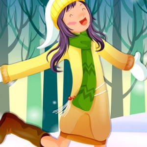Fröhliches Wintermädchen
