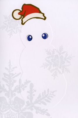 Niedlicher Schneemann mit Weihnachtsmann-Hut