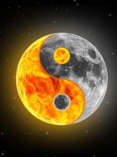 Yin Yang Feuer und Mond