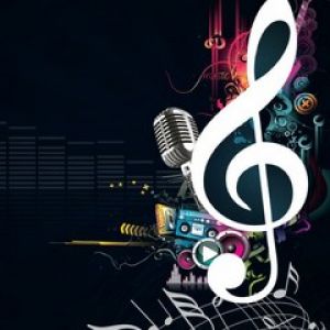 Musikalische Noten und Instrumente