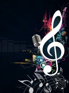 Musikalische Noten und Instrumente