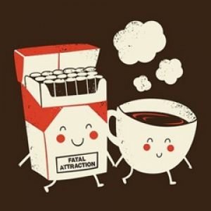 Niedliche Illustration von Kaffee und Zigaretten