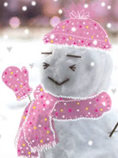 Niedlicher Schneemann mit Rosa Accessoires