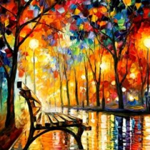 Bunte Herbstpark-Szene