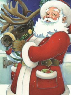 Weihnachtsmann mit Rentier