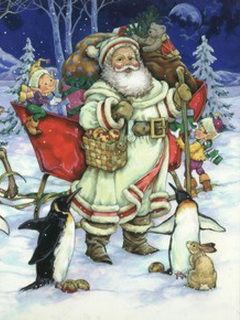 Der Weihnachtsmann mit Freunden