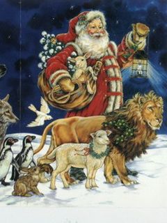 Weihnachtsmann mit Tieren