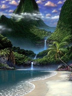 Tropisches Paradies mit Wasserfall