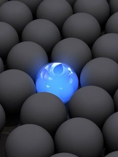 Blaue Kugel Zwischen Schwarzen Kugeln
