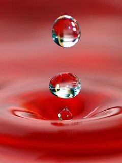 Wassertropfen auf rotem Hintergrund