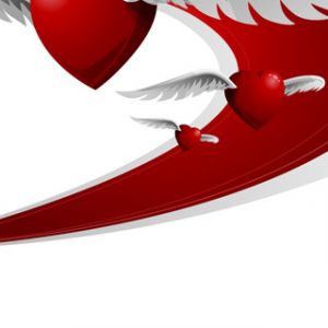 Fliegende Herzen mit Flügeln