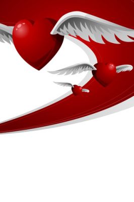 Fliegende Herzen mit Flügeln