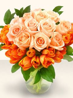 Schöner Rosen- und Tulpenstrauß
