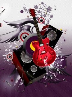 Lebendige Gitarre und Lautsprecher Kunst