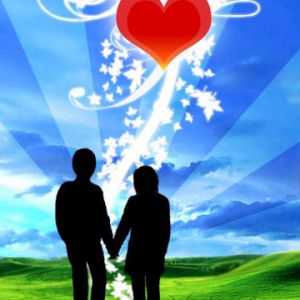 Romantische Herzen und Silhouetten