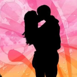 Romantische Silhouette Kuss