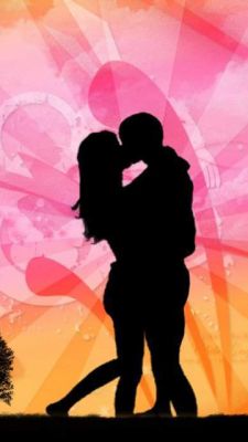 Romantische Silhouette Kuss