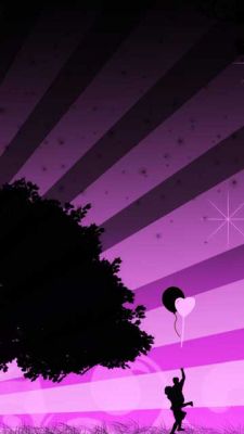 Romantische Silhouette mit Herzluftballon