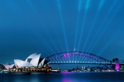 Sydney Opernhaus und Hafenbrücke