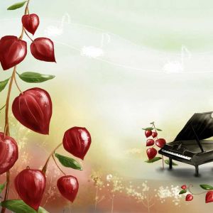 Musikalische Harmonie mit Klavier und Blumen