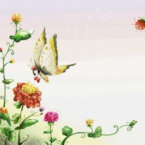 Bunter Schmetterling und Blumen